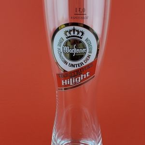 Warsteiner Premium HiLight Beer Glass  8” Gold Rim